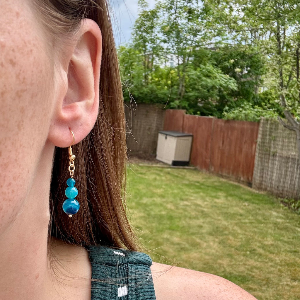 18K Gold Filled Blue Agate Tiered earrings