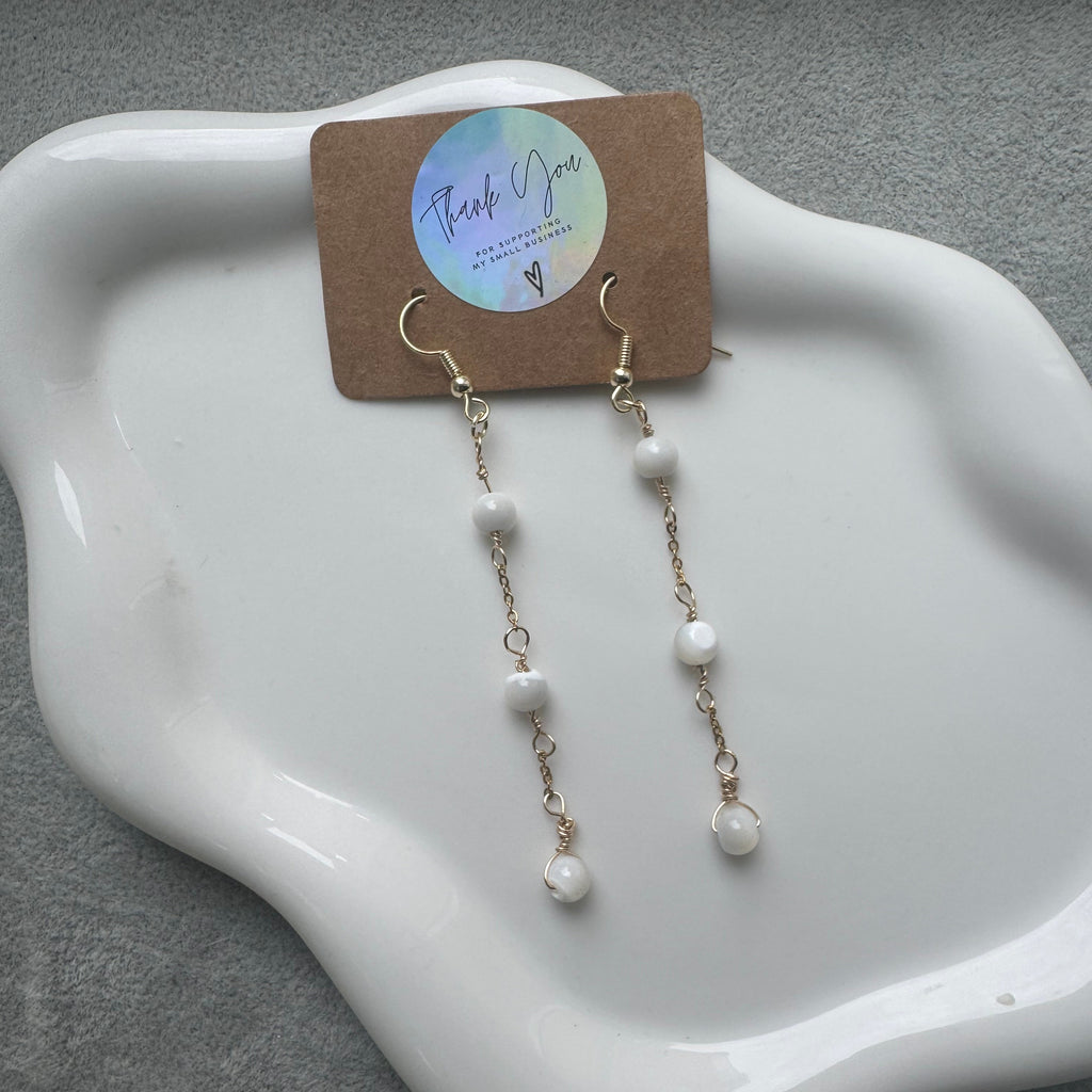 18k Gold-Filled Long Pearl Drop Earrings