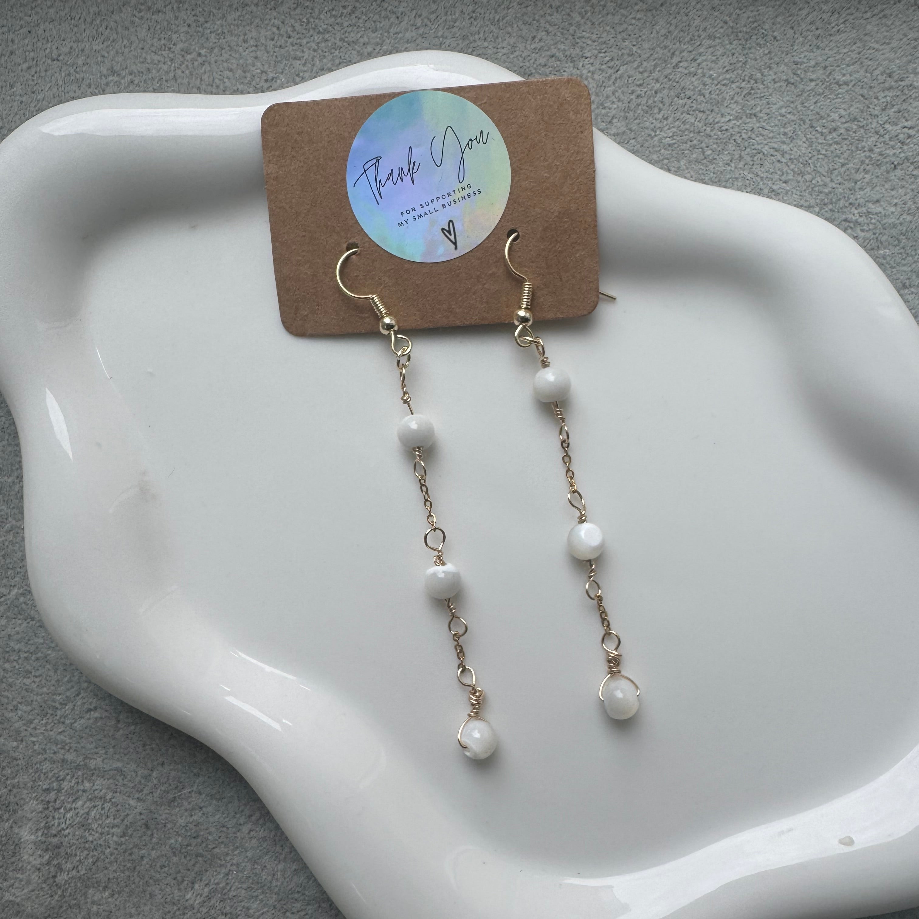 18k Gold-Filled Long Pearl Drop Earrings
