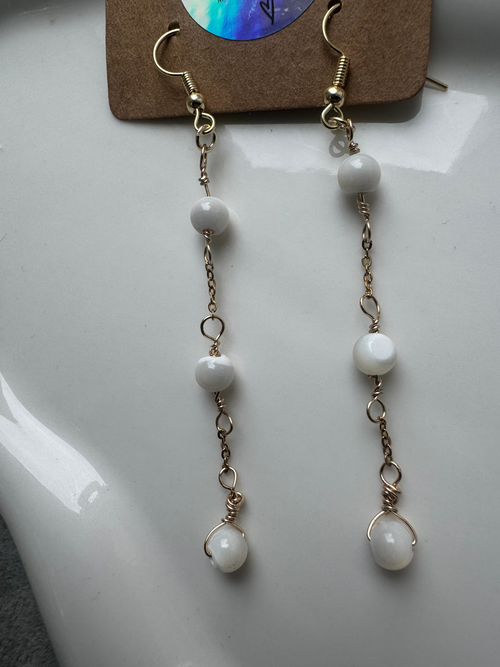 18k Gold-Filled Long Pearl Drop Earrings
