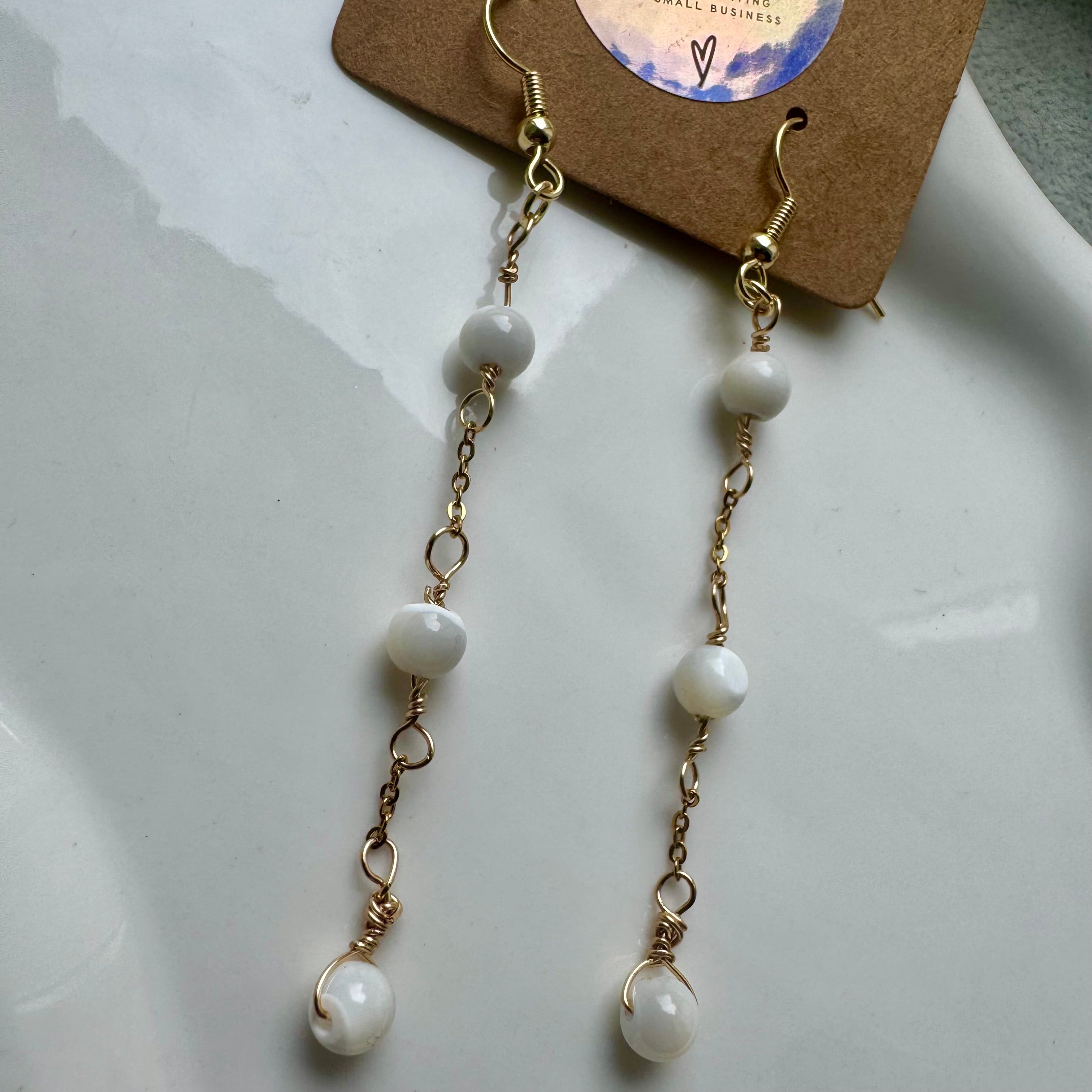 18k Gold-Filled Long Pearl Drop Earrings