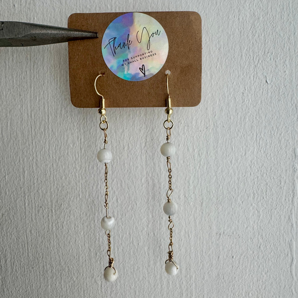 18k Gold-Filled Long Pearl Drop Earrings