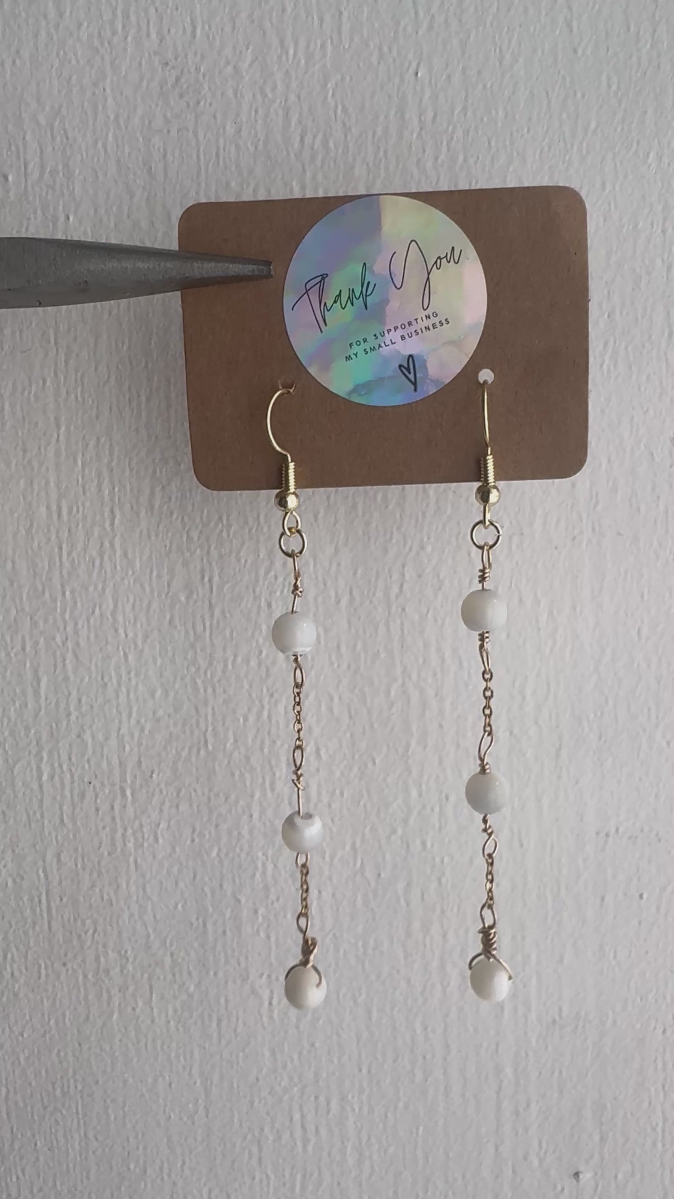 18k Gold-Filled Long Pearl Drop Earrings